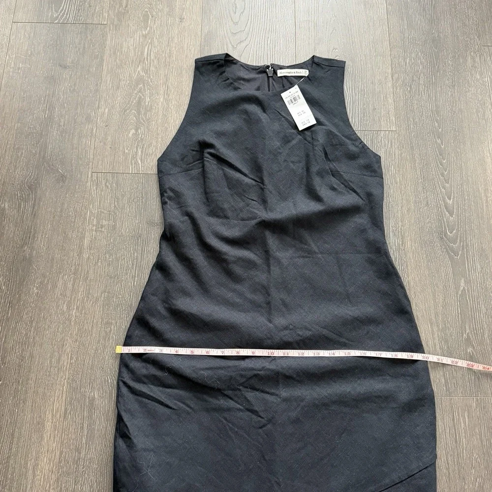 Abercrombie & Fitch NWT Linen Cotton Blend Maxi Dress SP Black Minimalist Preppy